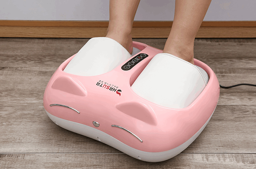 Fuß-Massagesessel-Massagegeräte-oder-Massage-Matten-verwenden Entspannende Fußpflege