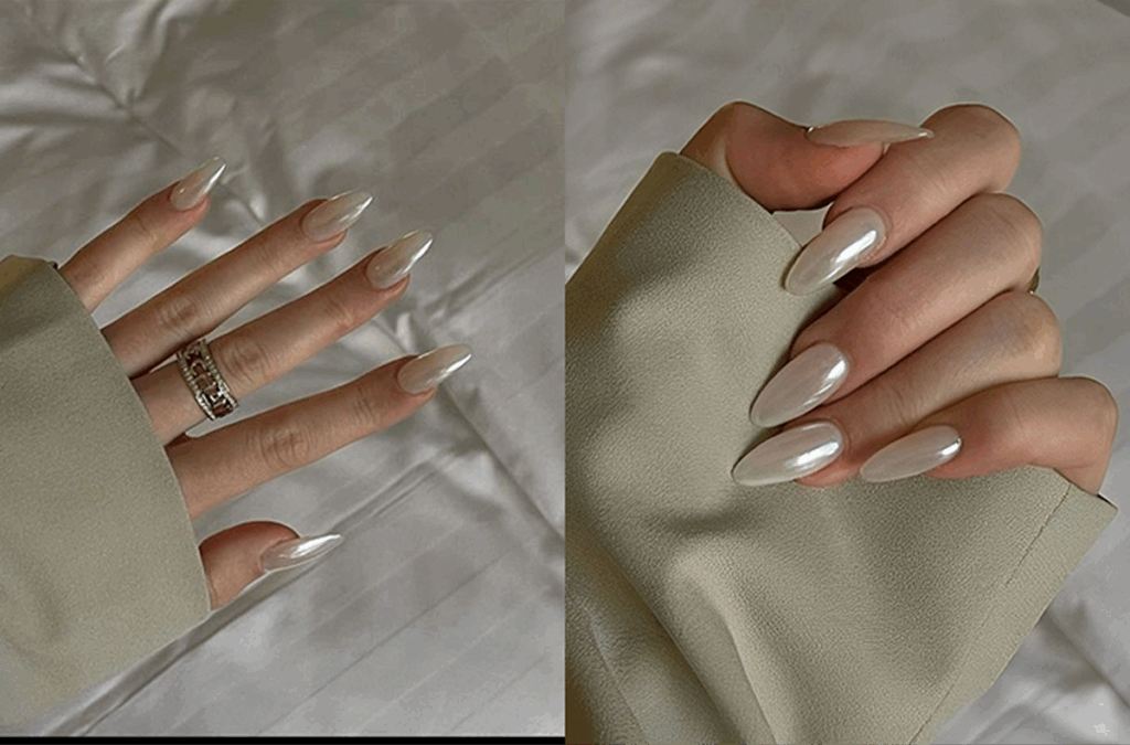 Metallic-Nägel-im-Chrom-Look