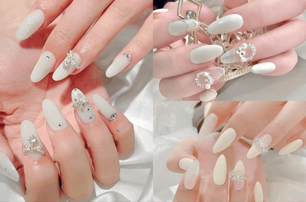 Weiße-Nägel runde nägel
